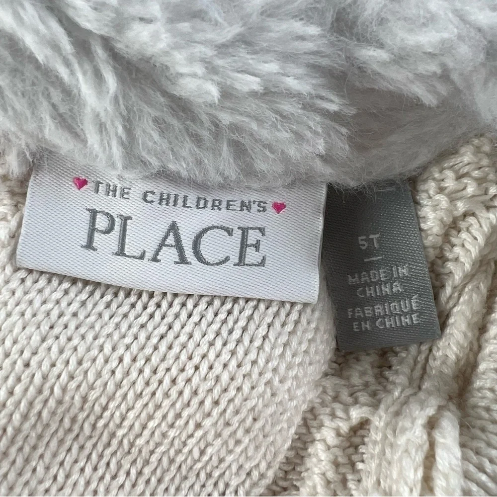 The children's place 5T sweater dress, faux fur trimmed